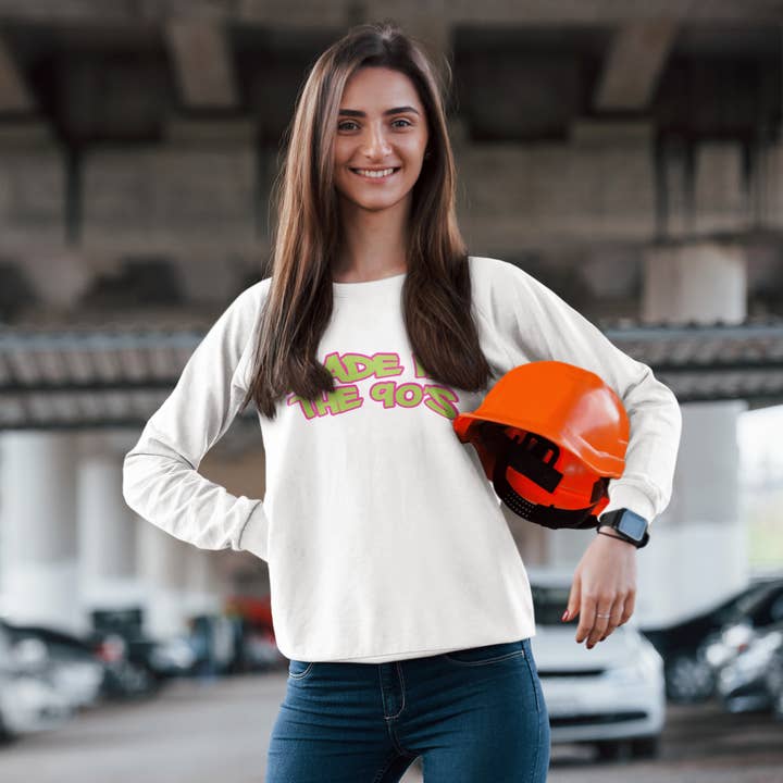 Gemaakt in de jaren 90 uniseks ronde hals voor wholesale door inspire