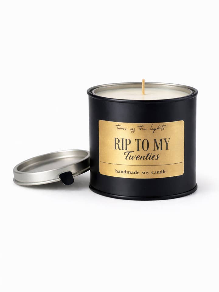 RIP TO MY TWENTIES paint pot candle for wholesale by Turn off the lights ltd