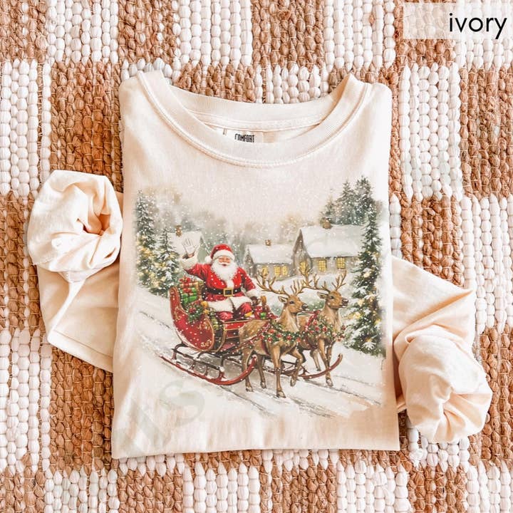 Comfort Colors Long Sleeve Vintage Santa Shirt for wholesale by Glaime