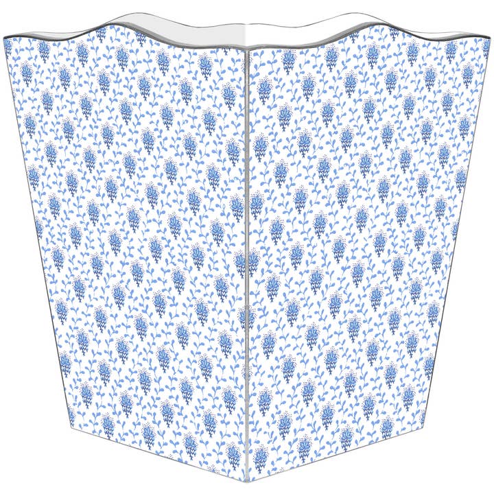 Marye-Kelley - Wholesale Trashcan/Trash Bin - Blue Provencial Print Wastepaper Basket