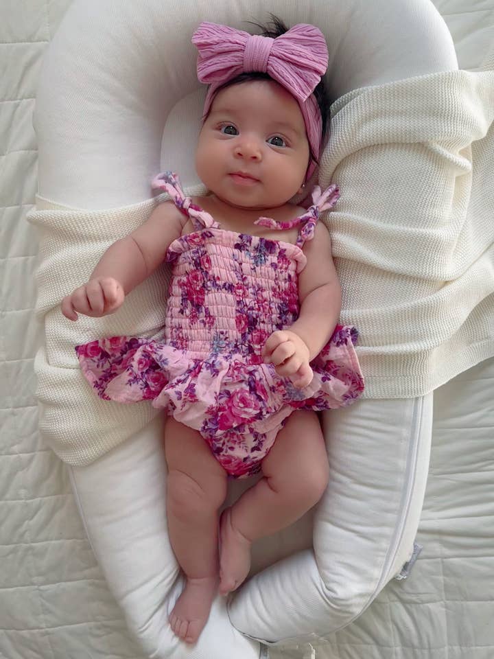 SpearmintLOVE - Wholesale Bodysuit (Non-Footed) - Baby - Muslin Smocked Bubble w/ Skirt, Violet Rose