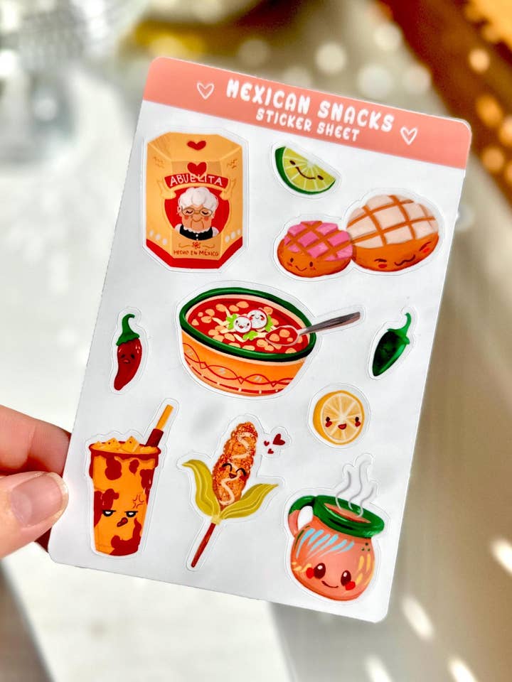 Feuille d'autocollants en vinyle Mexican Foodie avec décalcomanies kawaii pour la vente par BriPrice Artistry