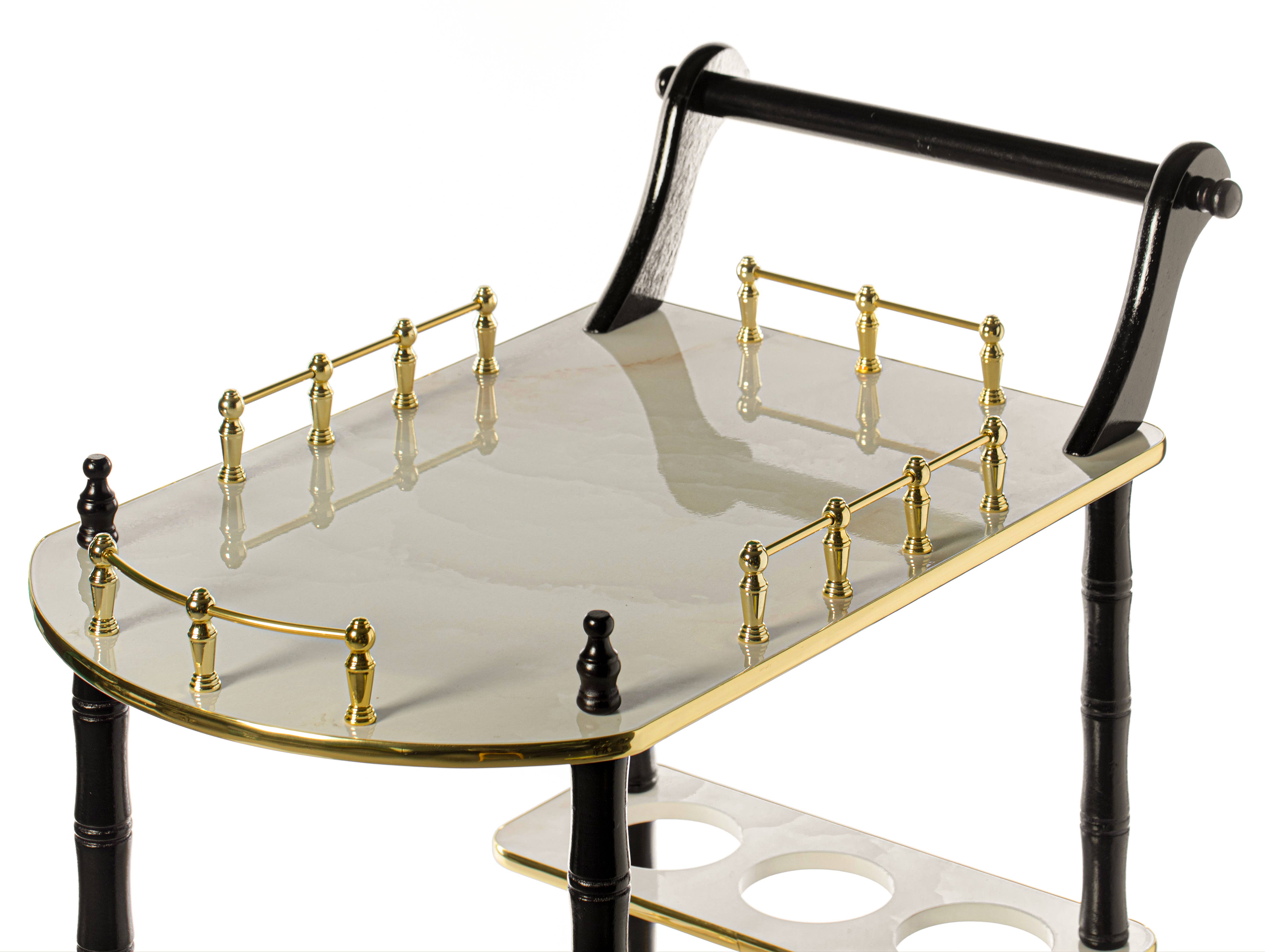 Quickway Imports - Vente Chariots de bar - Desserte roulante à thé avec 2 étagères et roulettes2