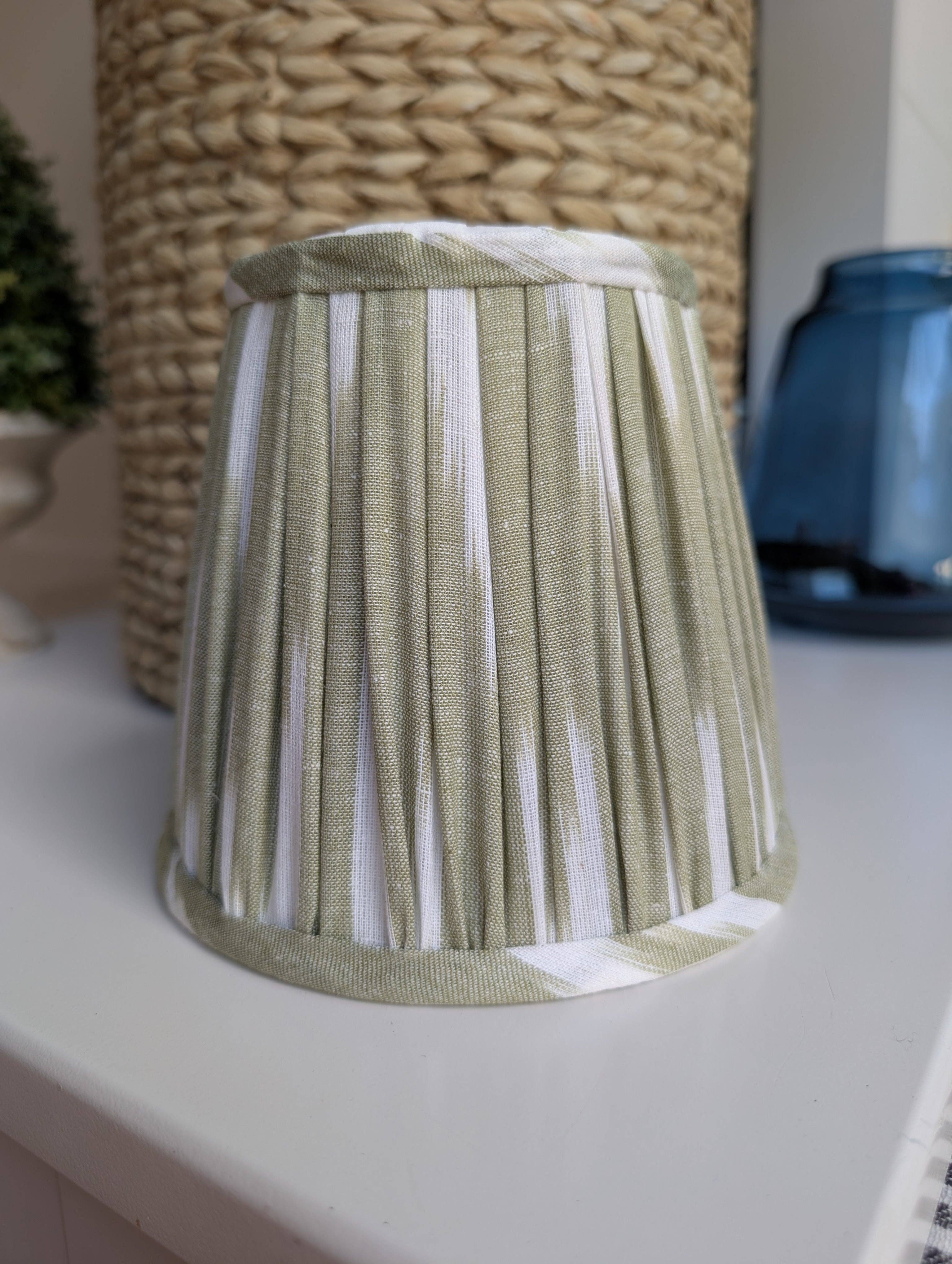 LNH EDIT - Wholesale Lamp Shade - Green Ikat Pleated Lampshade1
