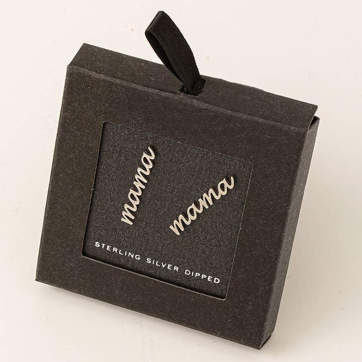 Fame Accessories - Wholesale Stud/Post Earrings - Secret Box Handwritten Mama Stud Earrings