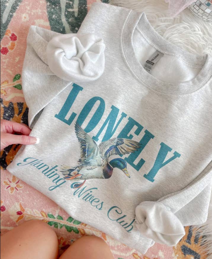 Southern Backroad Tees LLC - Wholesale Graphic Sweatshirt - Women's - Lonely Duck Hunting Wives Club Sweatshirt