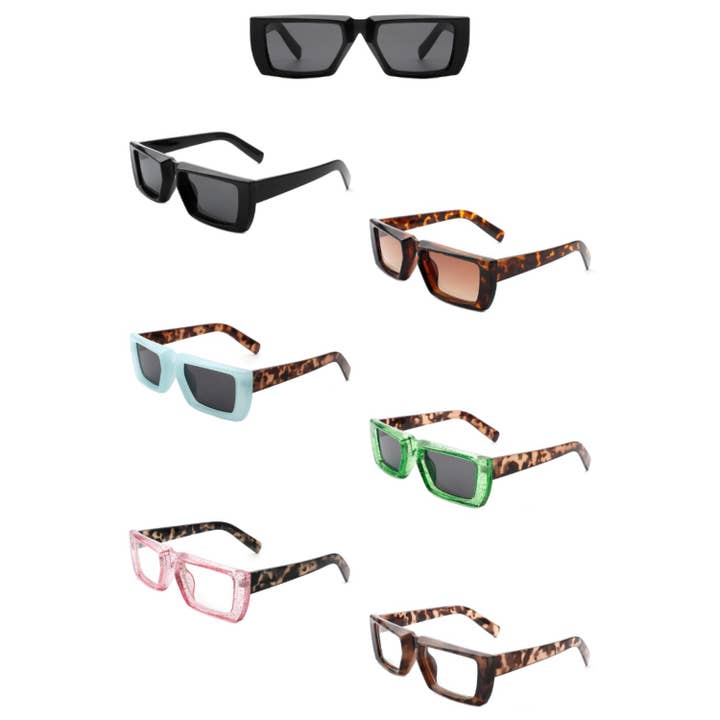 Rektangulære retro flade firkantede solbriller for engroshandel hos Cramilo Eyewear