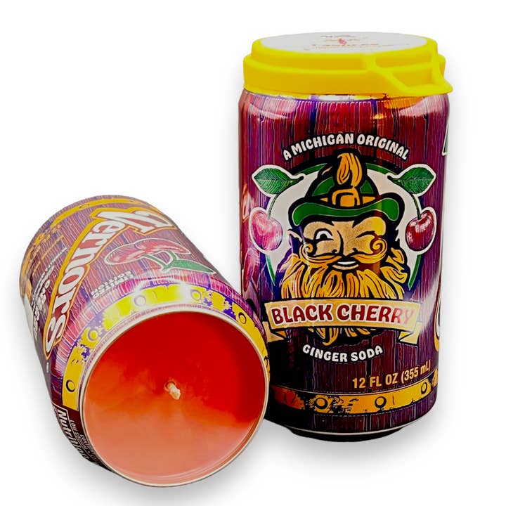 Bougie de soya Vernors Black Cherry Pop Soda pour la vente par Nefer Designer Candles & Home Decor