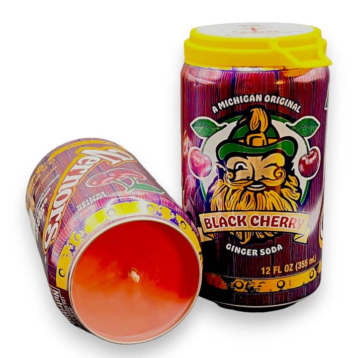 Vernors Black Cherry Pop Soda Soy Candle for wholesale by Nefer Designer Candles & Home Decor