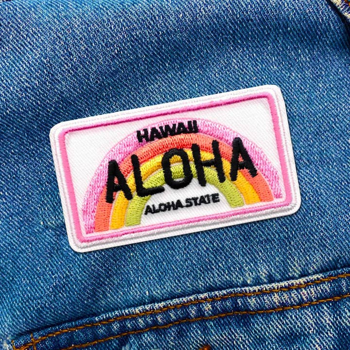 Kosmic Soul - Vendita all'ingrosso Toppe - Toppa con piastra Aloha Hawaii | Toppa termoadesiva ricamata Aloha