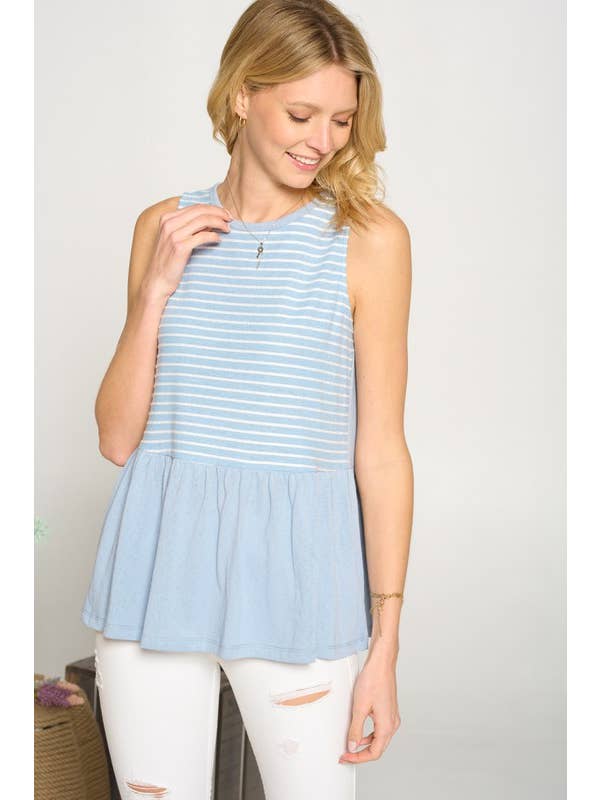 Doe and Rae – Engroshandel Strikket top - Dame – Stribet Torso Strik Top - 14254T5