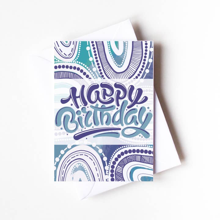 Biglietto di auguri blu di buon compleanno per la vendita all'ingrosso da parte di Little Black Duck Homewares