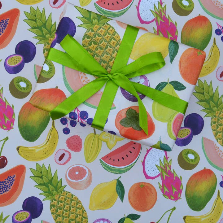 Laura Barnes Wholesale Ltd - Wholesale Flat Wrap - Tropical Fruits Wrapping PaperÂ