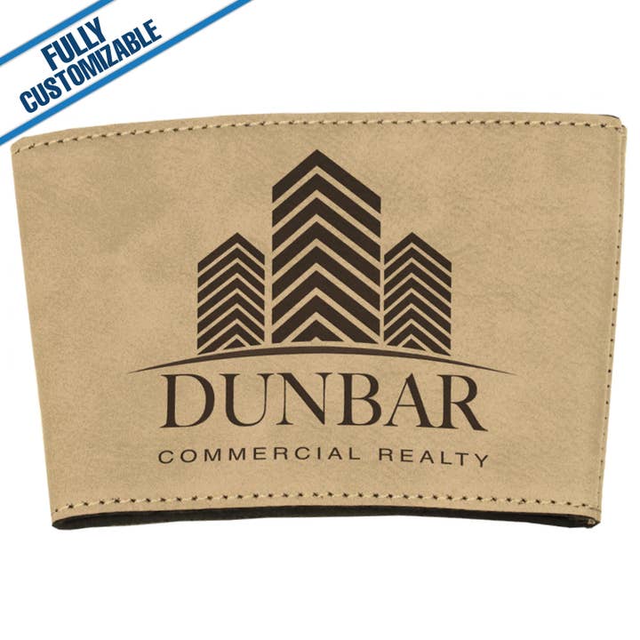 GiftWorksPlus - Wholesale Drink Huggers & Koozies - Engraved Leatherette Mug Sleeve - Fully Customizable2