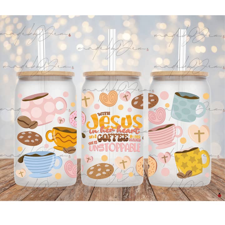 Made By Yen - Wholesale Drinking Glass/Cup - With Jesus I'm Unstoppable2