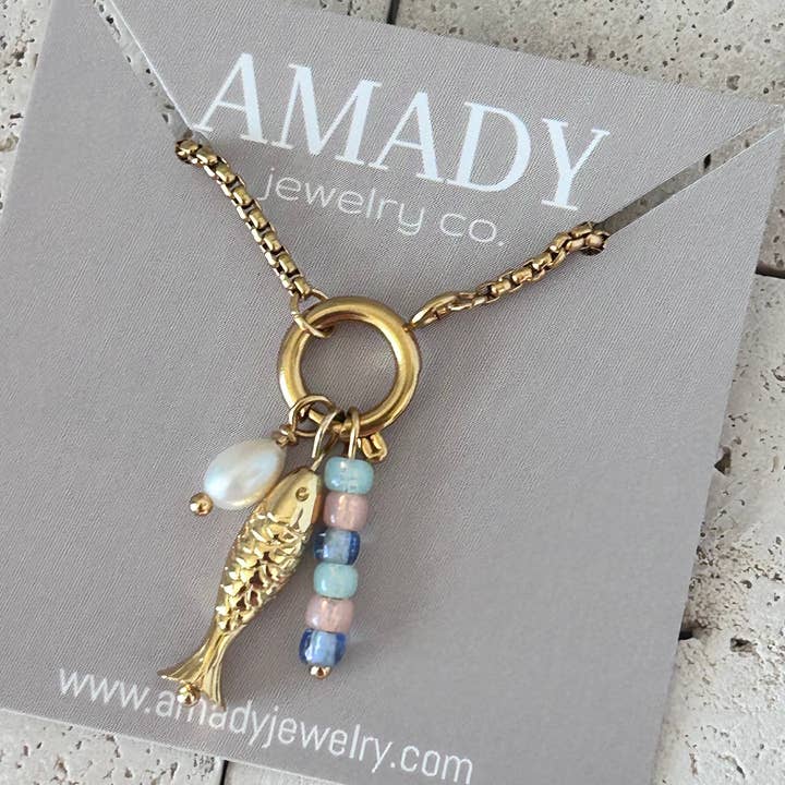 Sommerhalskæde vedhæng aftagelige fiskesten perle for engroshandel hos Amady Jewelry