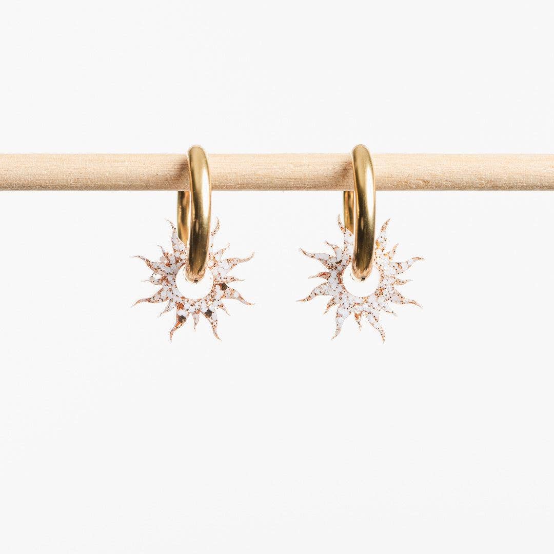 Les Nicolettes - Wholesale Hoop Earrings - Creoles Sun Ivory Champagne