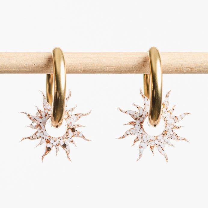 Les Nicolettes - Wholesale Hoop Earrings - Creoles Sun Ivory Champagne0