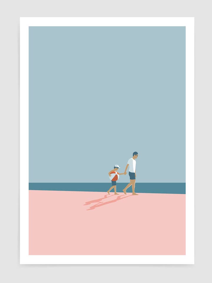 Father and son on beach for wholesale by Rocket Jack