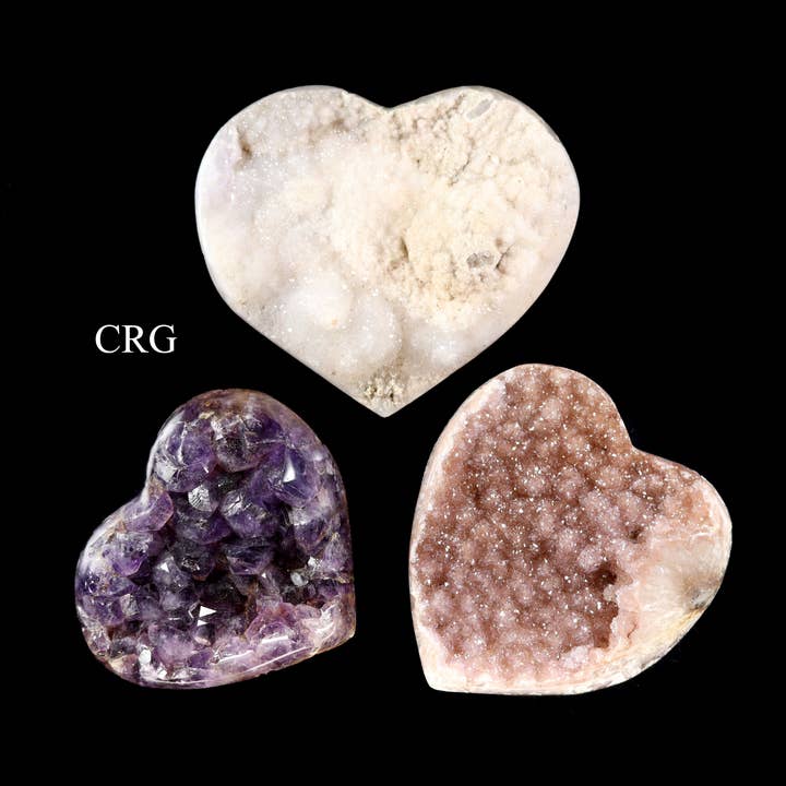 Crystal River Gems LLC – wholesale Spiritual stone/crystal – 1 Kilo lot Amethyst Druzy Heart Polished Edges 250-500 g avg Wholesale Bulk