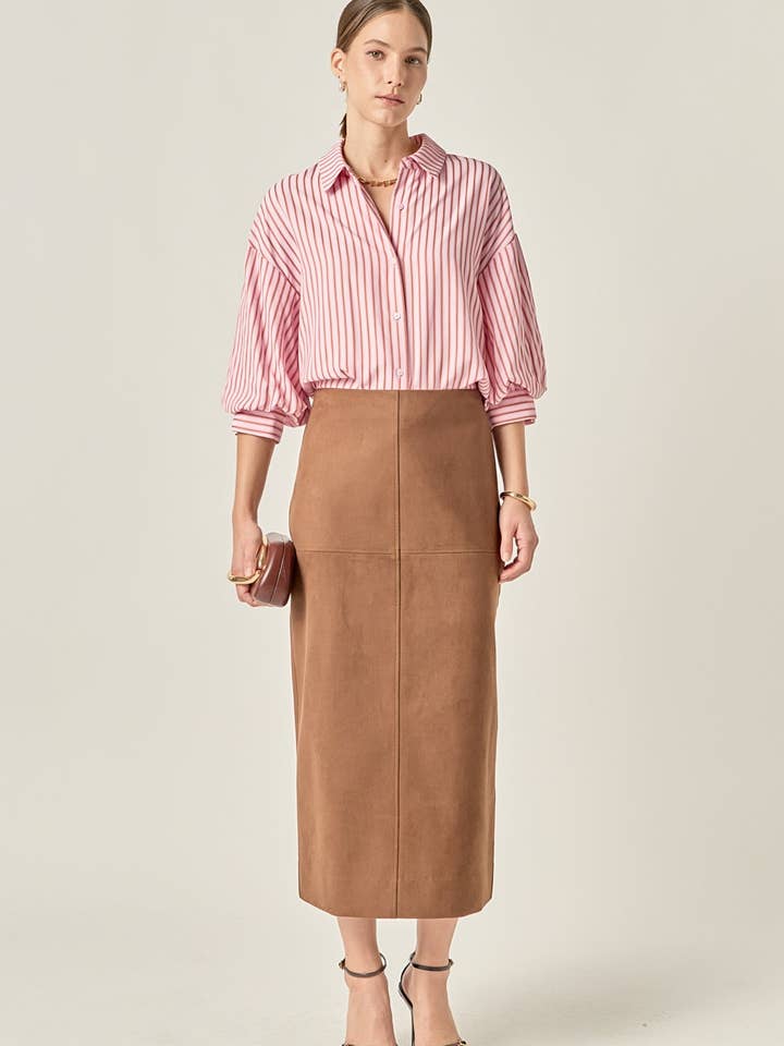 Klassisches Nadelstreifen-Hemd mit Ballonärmeln für den Großhandel von English Factory