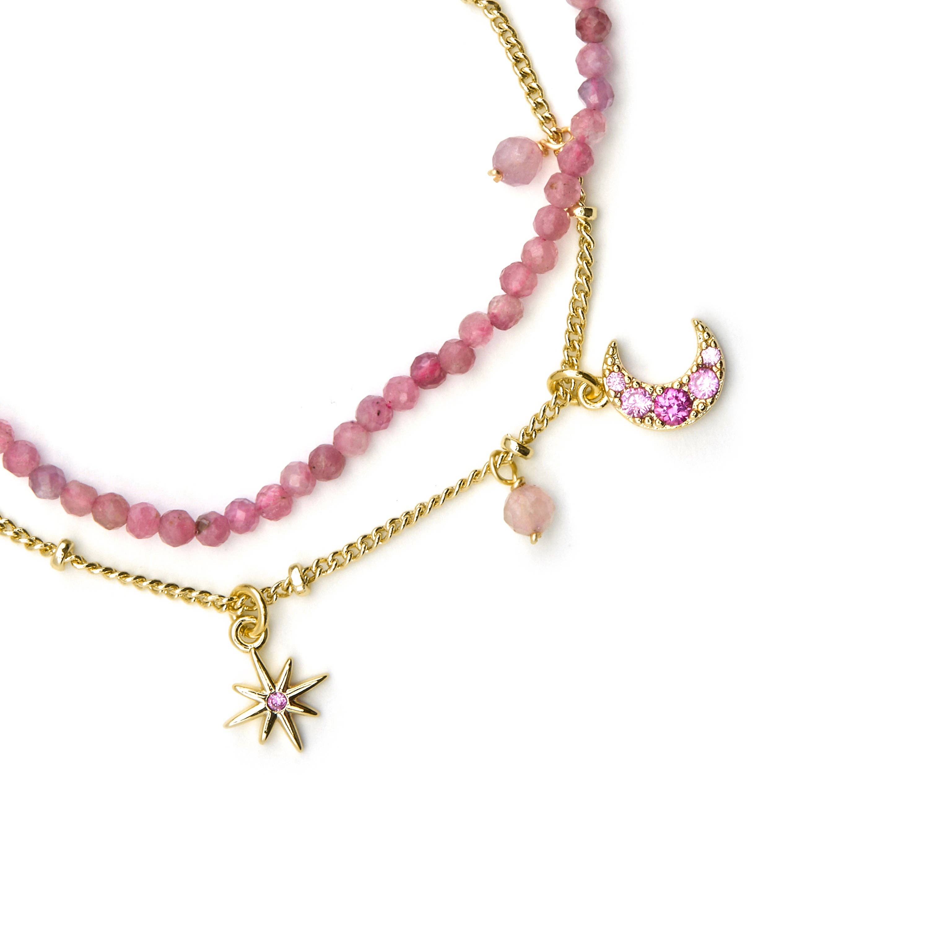 Luxenter - Wholesale Beaded Bracelet - Pulsera con Cristal Rosa acabado oro 18k - Ethal2