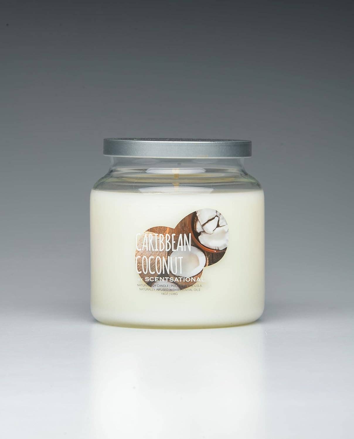 Scentsational Candles – wholesale Jar/filled candle – 19Oz - Caribbean Coconut - Silver Lid