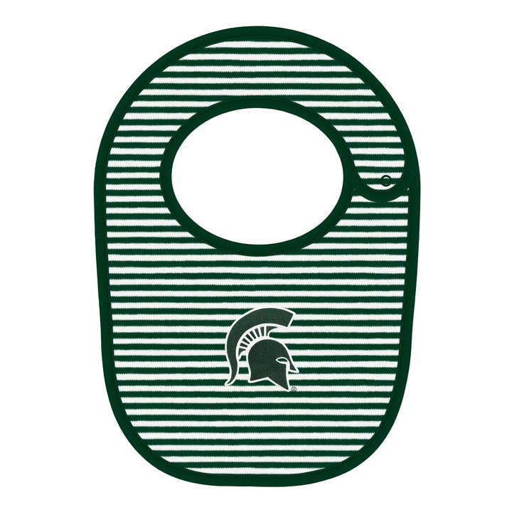 Michigan State Spartans Striped Infant Bib for wholesale by Creative Knitwear