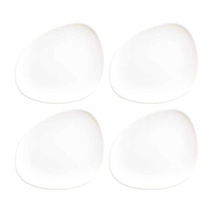 Vago 7,5" x 6" Organischer Warmweißer Porzellanteller (4er-Set) für den Großhandel von TURGLA HOME