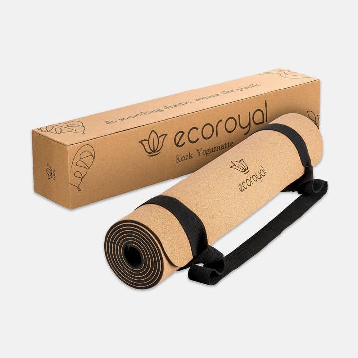 Tapete de yoga em cortiça com alça para transporte por atacado de ecoroyal