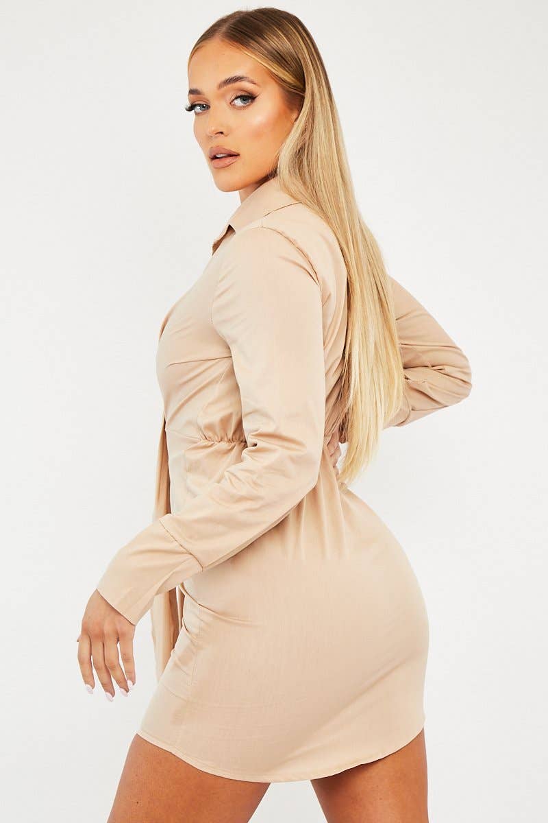 Stone Plunge Knot Detail Shirt Dress - Marlie for wholesale on Faire3