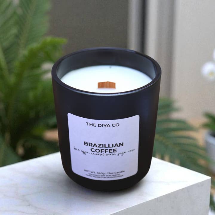 The Diya Co - Wholesale Jar/Filled Candle - 12 oz Brazilian Coffee | Coconut Soy Candle 1