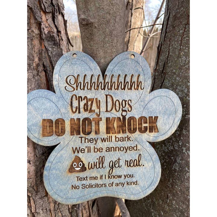 The Cracked Pig - Wholesale Sign - Barking Dog Wooden Door Sign