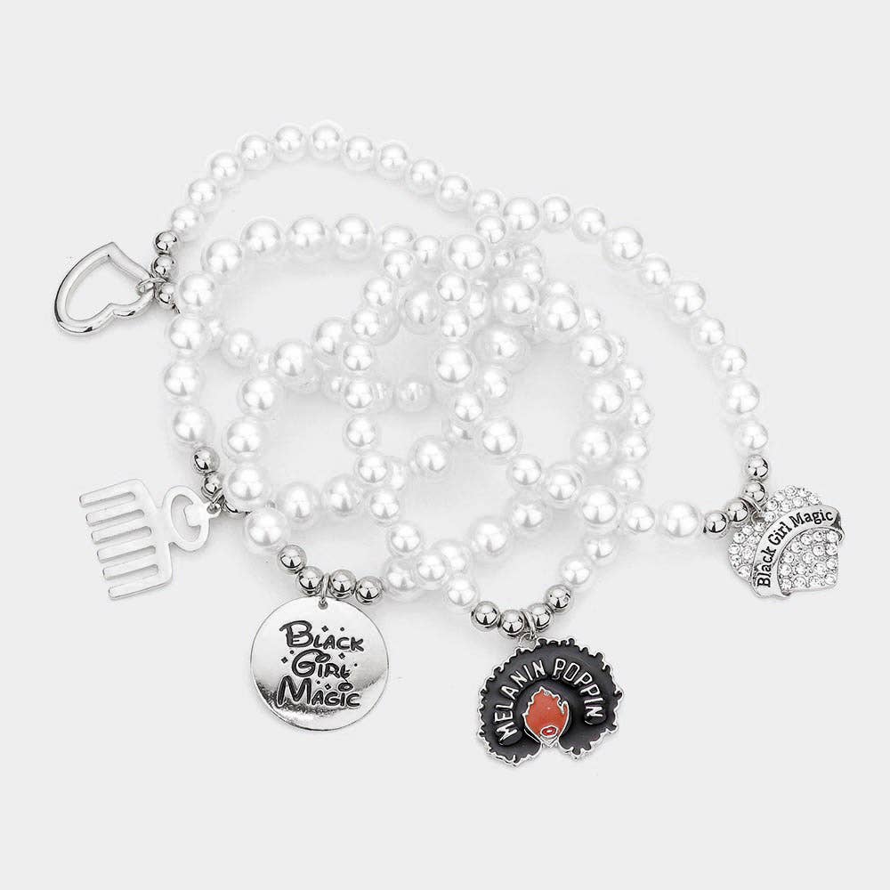 Sensibling Corp. - Vente Parures de bijoux - 5PCS - Magie des Filles Noires Divers Charms Multi Couches Élastique9