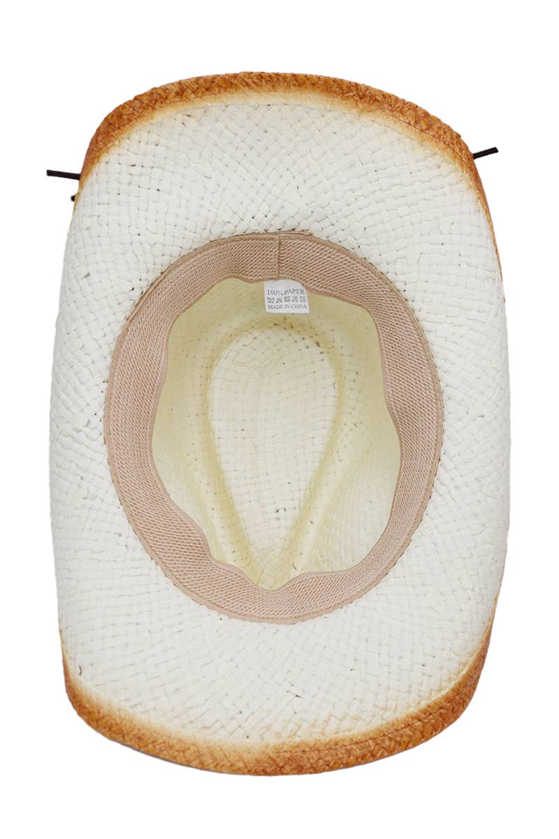 Cap Zone - Vente Chapeau de cowboy – unisexe - Bonnet de cowboy Longhorn Belt vintage en papier brûlé ombré et paille3