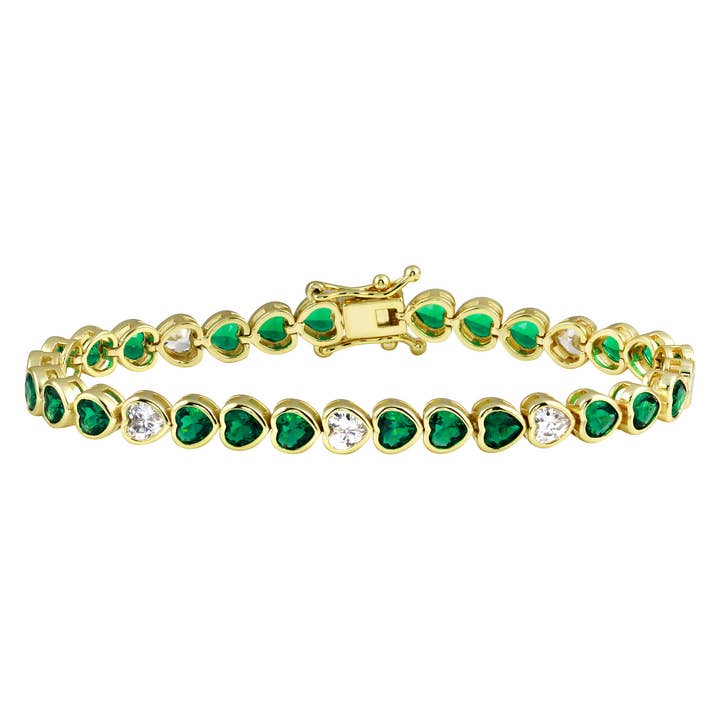 Emerald Bezel Heart Tennis Bracelet for wholesale by JTG Jewelry