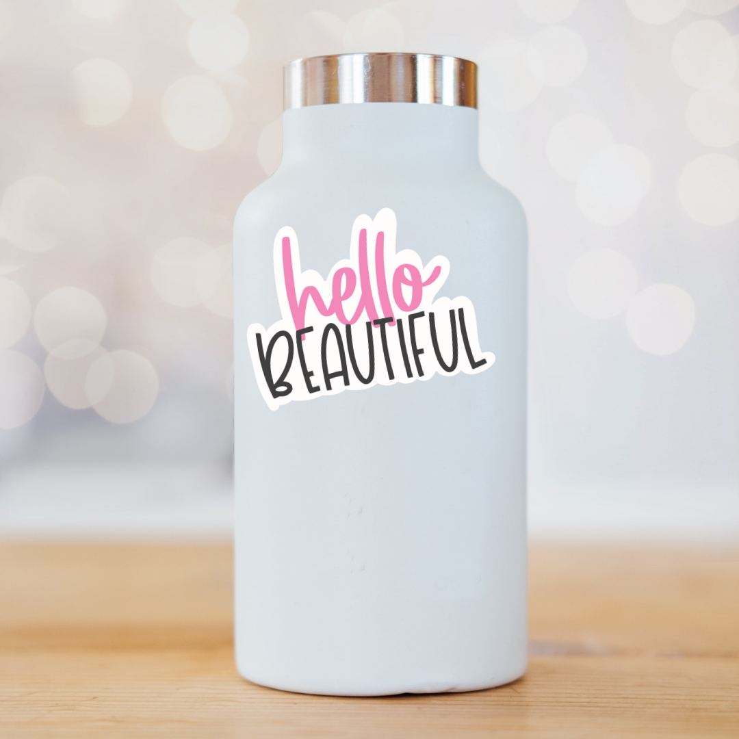 Letters from Elliott - Wholesale Sticker - Hello Beautiful Hand Lettered Vinyl Sticker2