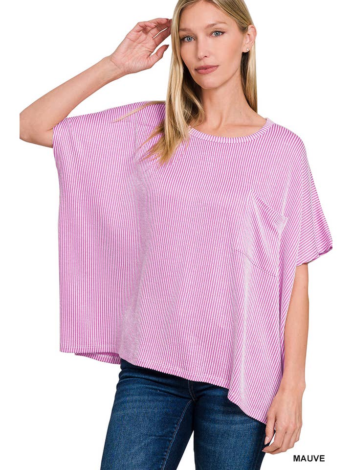 42POPS - Vente Haut en maille – femme - Haut à manches courtes surdimensionné en velours côtelé SI-272128