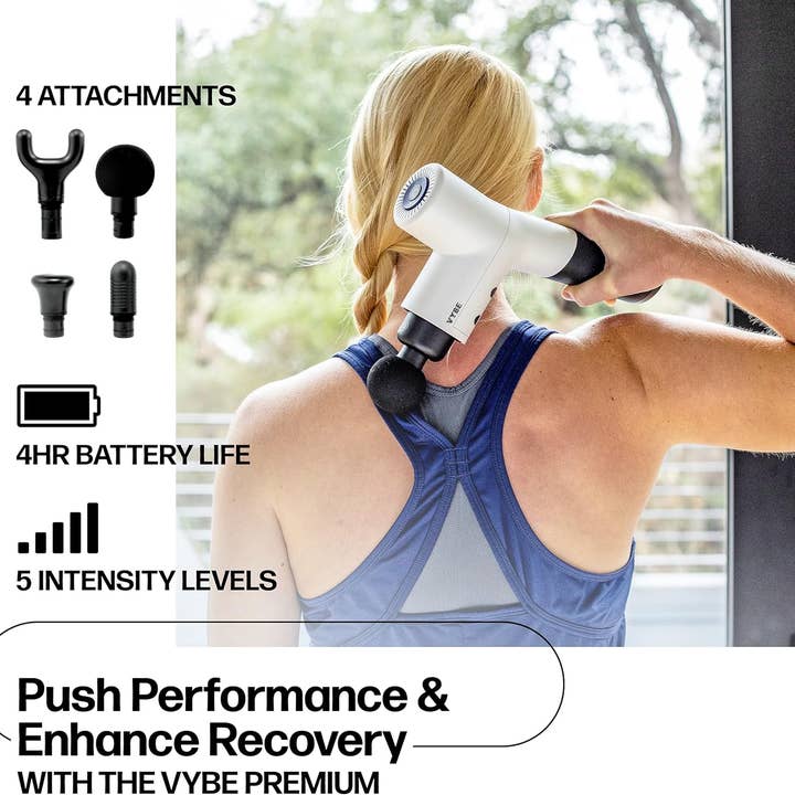 TradePort - Wholesale Body Massager - Vybe Premium Deep Tissue Muscle Massage Gun with 5 Speeds and 4 Attachments (New)1