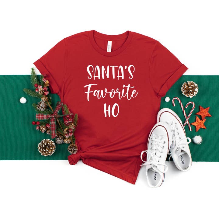 PrimestoreUS - Wholesale Screen Printed T-Shirt - Women's - Santa's Favorite Ho Shirt,Santa Matching Shirt,Christmas Party Shirt,Christmas T-Shirt,Christmas Family Shirt,Funny Christmas Shirt