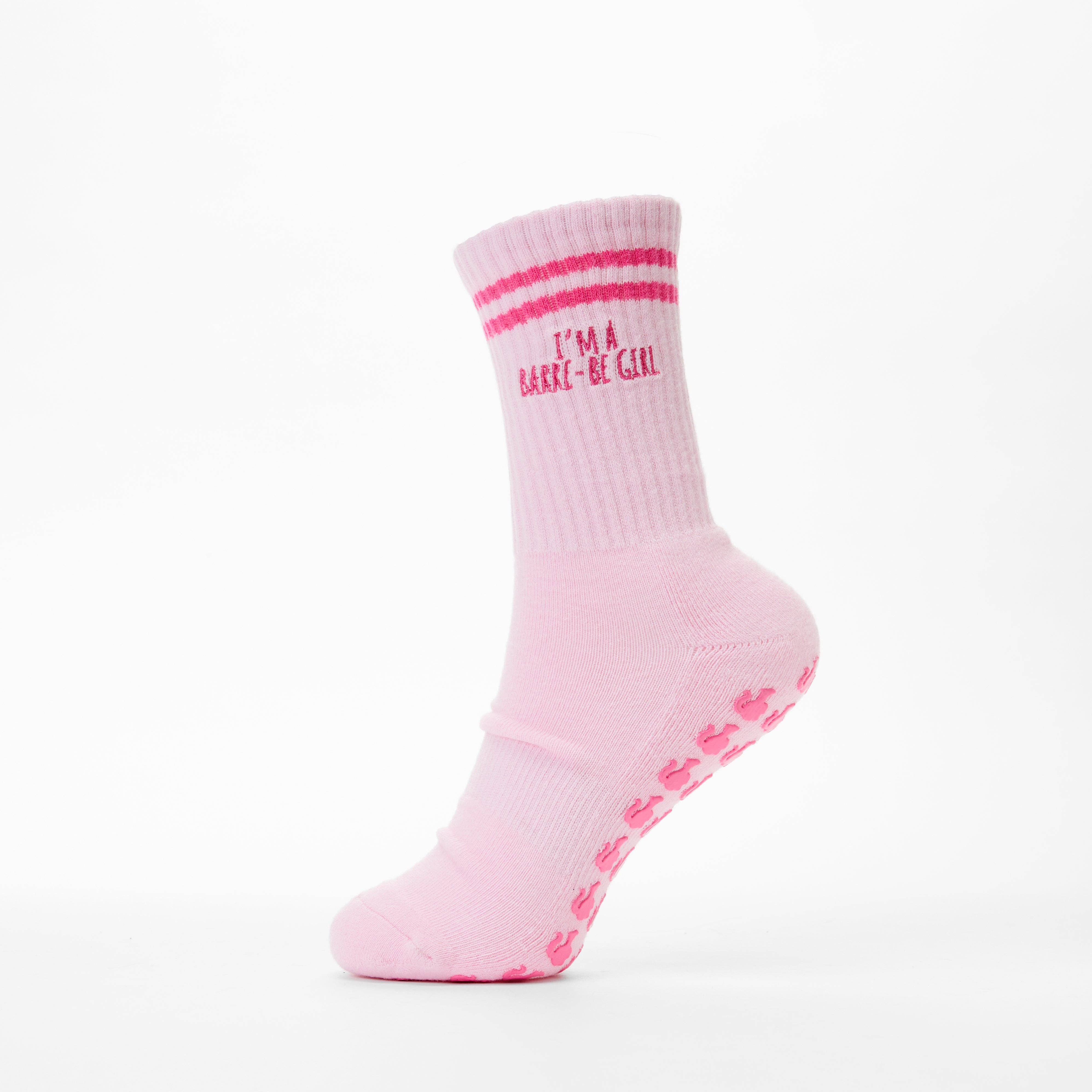 Pink I'm a Barre-Be Girl Barre Grip Socks for wholesale on Faire12