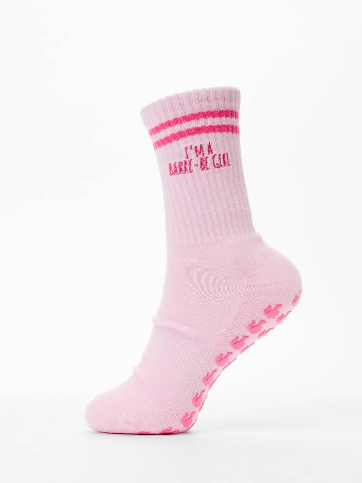 Pink I'm a Barre-Be Girl Barre Grip Socks for wholesale on Faire12