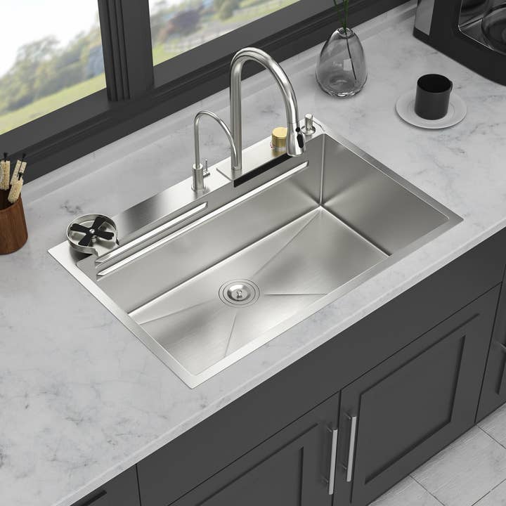 39F Inc. - Vente Appareils électroménagers - Évier de cuisine encastré en acier inoxydable de 33" (Nickel brossé/Canon)0