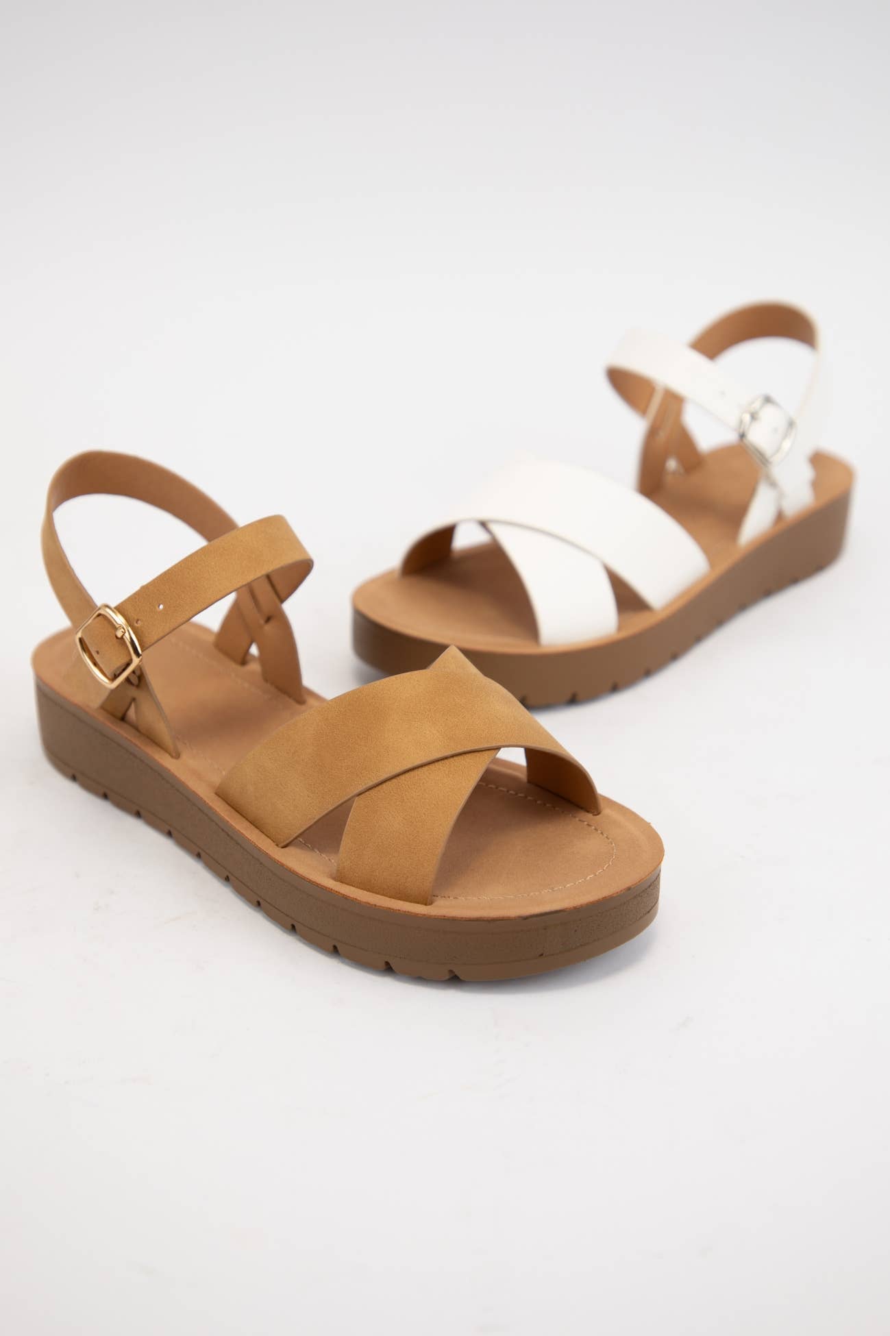 CCOCCI - Wholesale Sandals - Women's - CHESTER CRISSCROSS UPPER SANDALS WITH ANKLE STRAP0