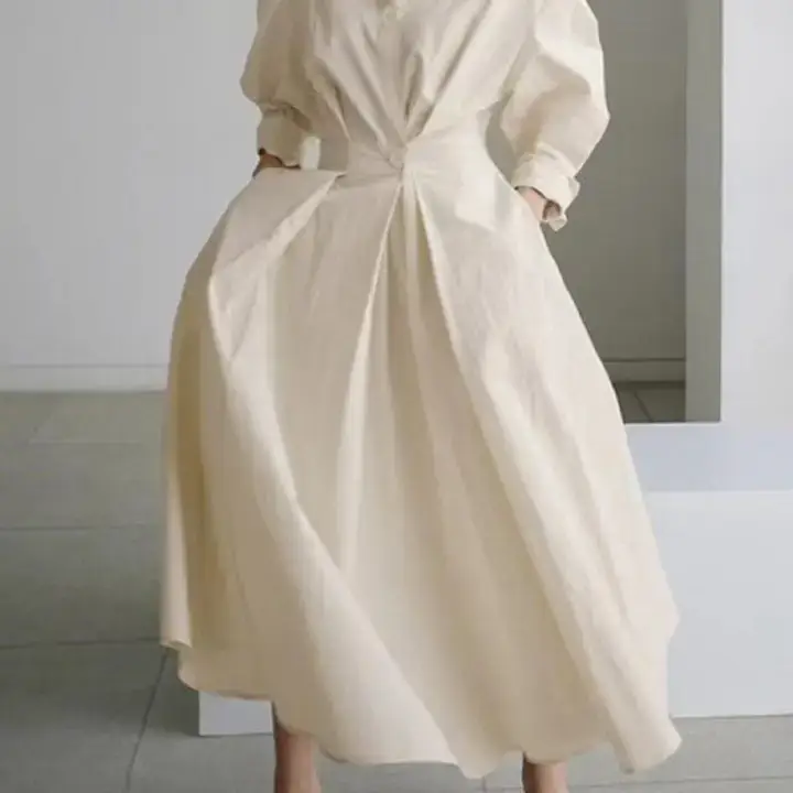 Katinki - Wholesale Dress - Women's - Pleated Waist Long Shirt Dress0