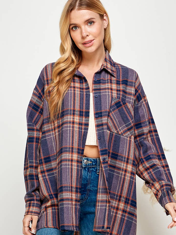 Shacket a quadri oversize Dakota per la vendita all'ingrosso da parte di Sweet Lemon