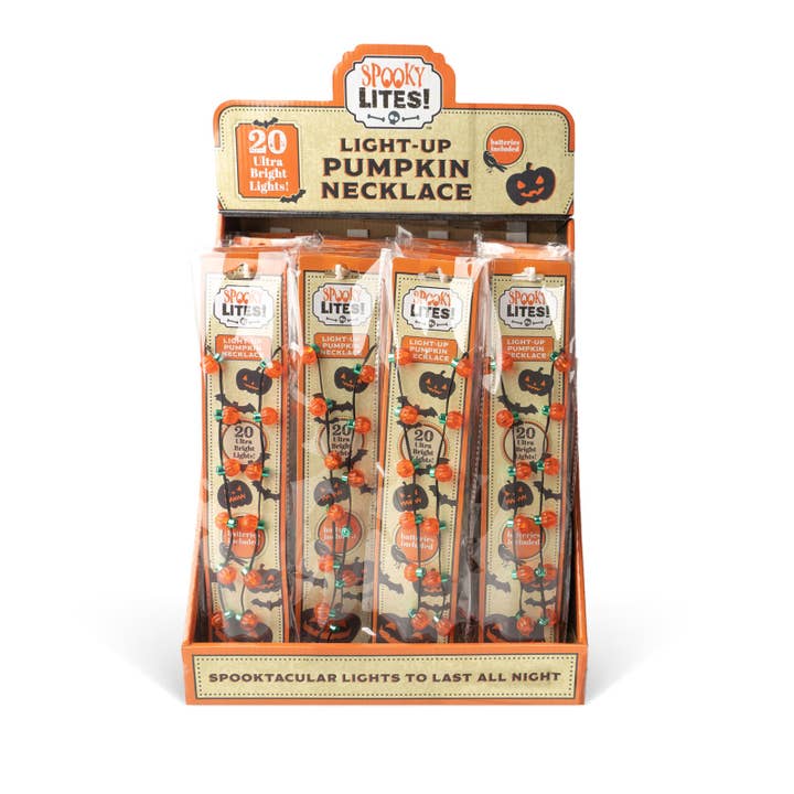 DM Merchandising - Wholesale Light-Up Toy - Kids & Baby - New Losta Light Pumpkin Necklace w/ 20 lights