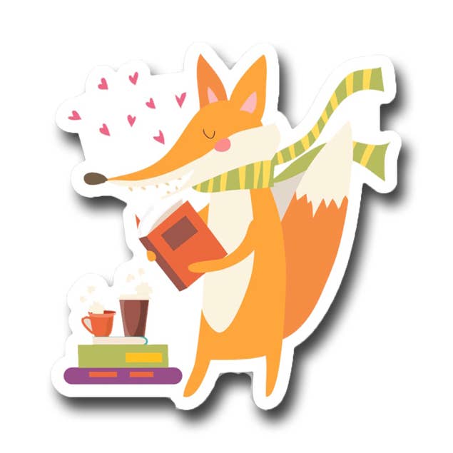 Autocollant en vinyle Mr. Fox aime lire pour la vente par Fly Paper Products