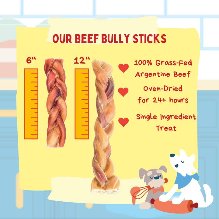 Woofpak Dog Bakery - Wholesale Pet Treats - Dog - Braided Beef Bully Sticks