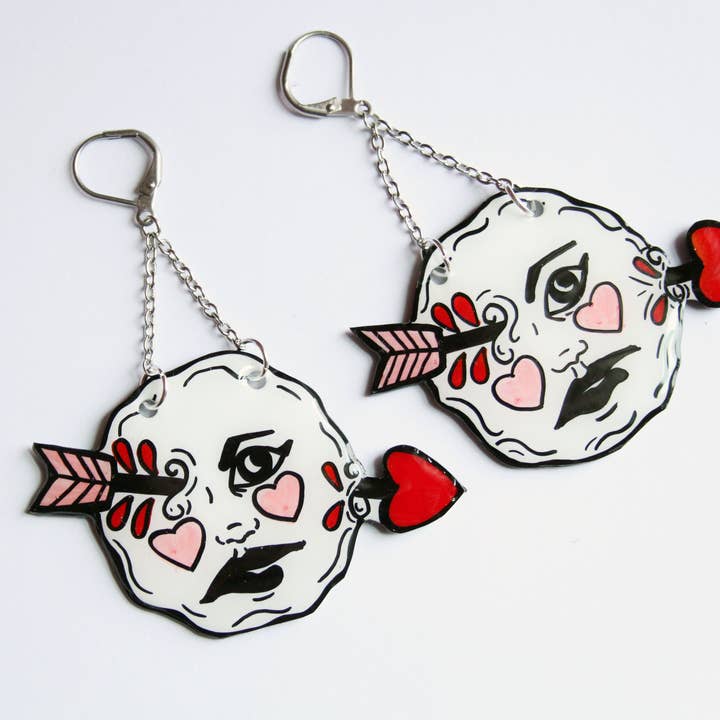 A Trip to the Moon and Back Resin Coated Earrings for wholesale by Midge Blitz